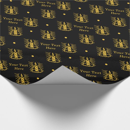 Contempory zwarte en gouden kaars voor Kerstmis Cadeaupapier (Hoek)