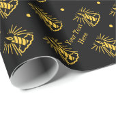 Contempory zwarte en gouden kaars voor Kerstmis Cadeaupapier (Rol Hoek)