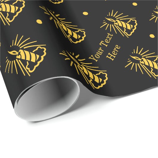 Contempory zwarte en gouden kaars voor Kerstmis Cadeaupapier (Rol Hoek)