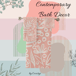 Contemprary Shapes Blush Pink and White Towel Bad Handdoek