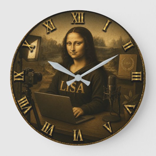 Content Creator Funny Mona Lisa YouTuber Gift Grote Klok (Voorkant)