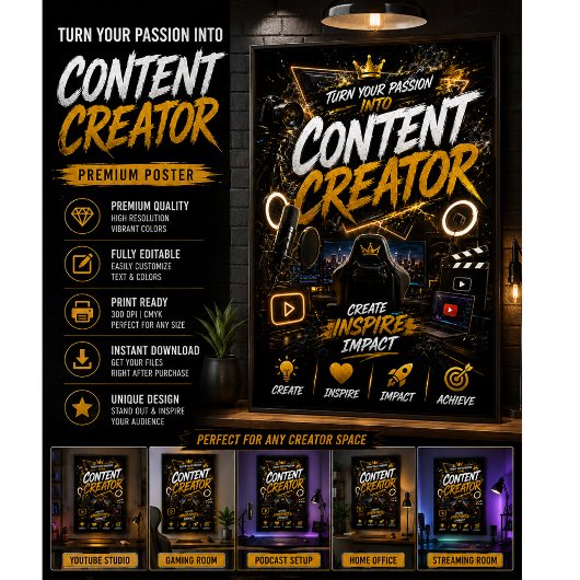 Content Creator Poster | YouTube Studio Muurkunst