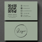 Content Creator Sage Green Logo QR Code Visitekaartje