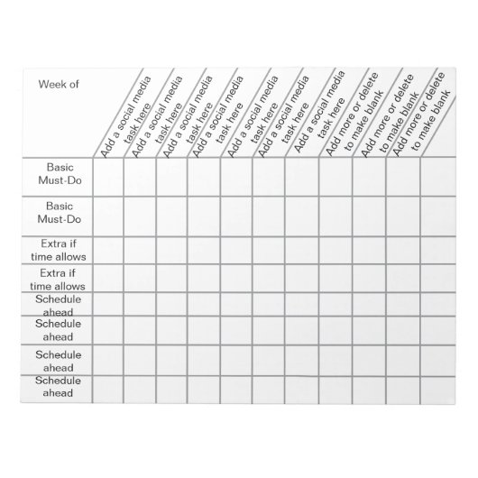 Contentmaker Sociale Media Wekelijkse Tracker Notitieblok (Voorkant)