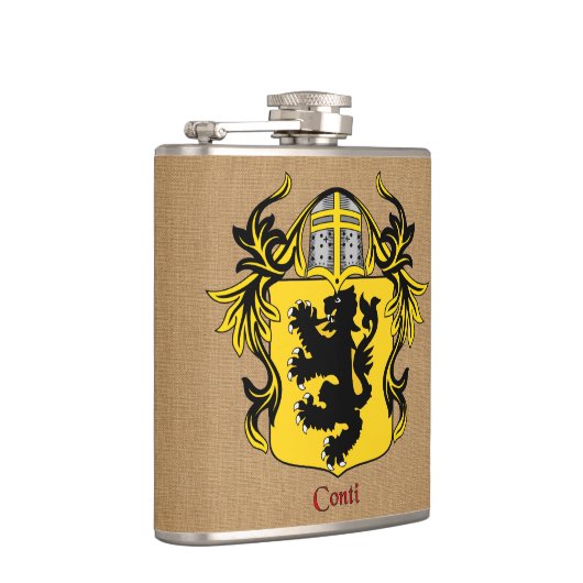 Conti Heraldisch Schild met Helm en Mantel Heupfles (Rechts)