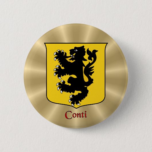 Conti Historisch Schild op Golden Sunburst Ronde Button 5,7 Cm (Voorkant)