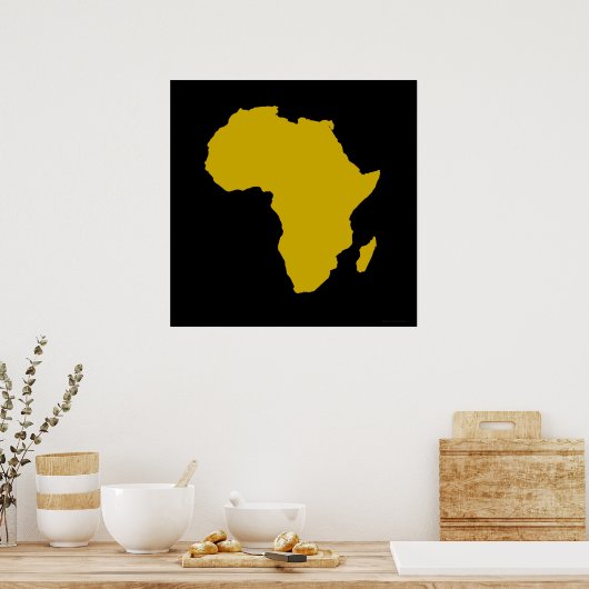 Continent Afrika - oud goud Poster (Keuken)