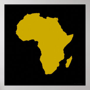 Continent Afrika - oud goud Poster