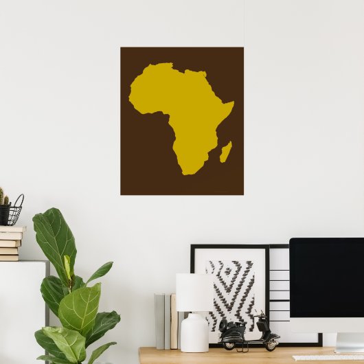 Continent Afrika - oud goud Poster (Thuiskantoor)