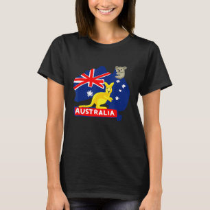 Continent Kangaroo Koala op de vliegkaart van Aust T-shirt