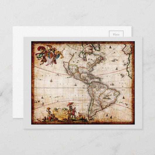 Continent of America Old Map Card (Voorkant / Achterkant)