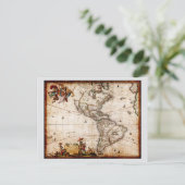 Continent of America Old Map Uitnodiging Briefkaart (Staand voorkant)
