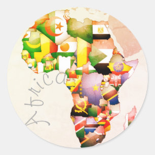 Continent van Afrika Mooie Mama Afrika Kleurrijk Ronde Sticker