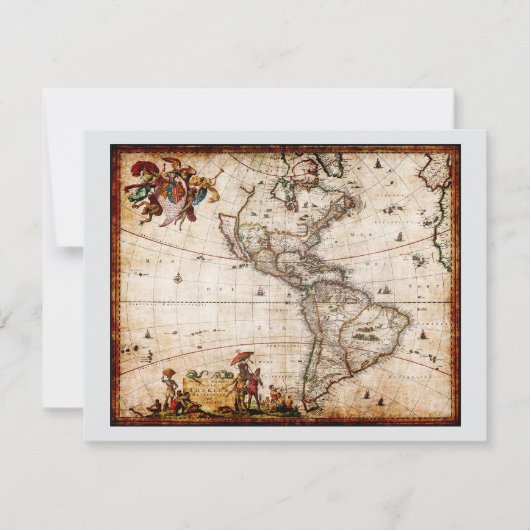 Continent van Amerika Oude Kaart (Voorkant)