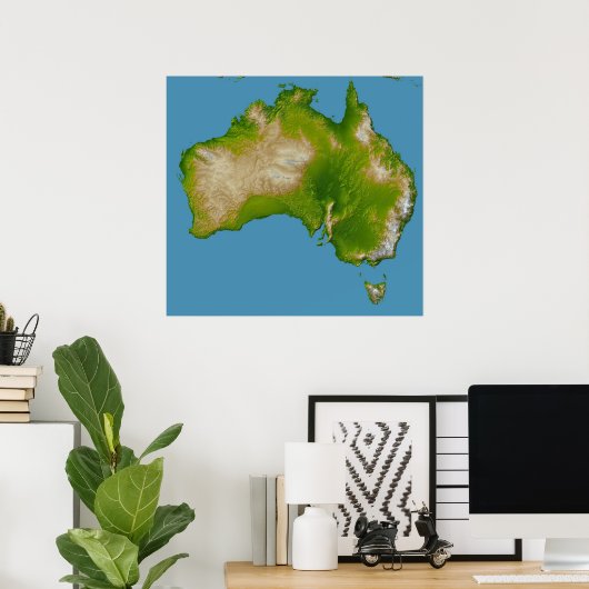 Continent van Australië Poster (Thuiskantoor)