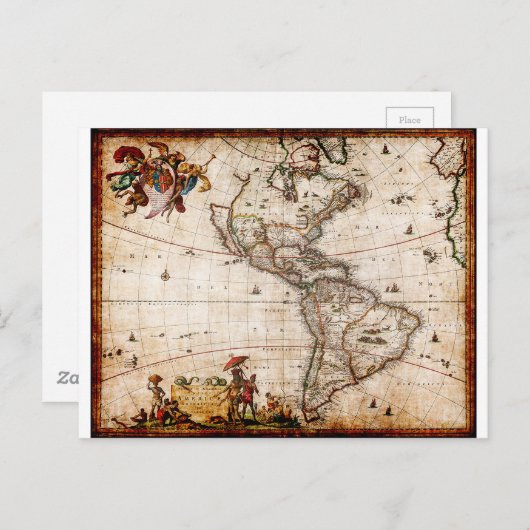 Continent van de Amerikaanse Oude Kaart (Voorkant / Achterkant)