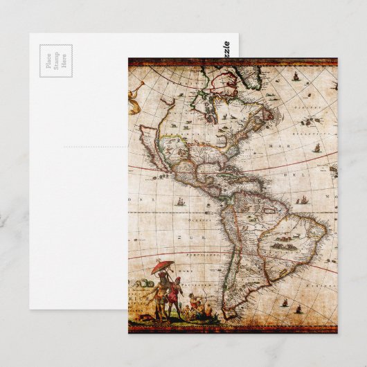 Continent van de Amerikaanse Oude Kaart (Voorkant / Achterkant)