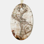 Continent van de Amerikaanse Oude Kaart Keramisch Ornament (Links)