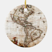 Continent van de Amerikaanse Oude Kaart Keramisch Ornament (Achterkant)