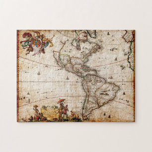 Continent van de Amerikaanse Oude Kaart Legpuzzel