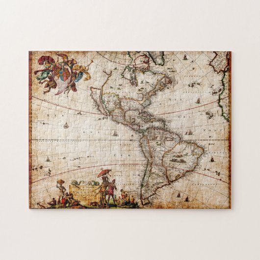 Continent van de Amerikaanse Oude Kaart Legpuzzel (Horizontaal)