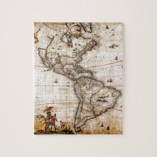 Continent van de Amerikaanse Oude Kaart Legpuzzel