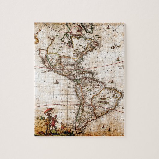 Continent van de Amerikaanse Oude Kaart Legpuzzel (Verticaal)
