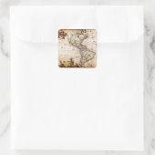 Continent van de Amerikaanse Oude Kaart Vierkante Sticker (Tas)