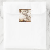 Continent van de Amerikaanse Oude Kaart Vierkante Sticker (Tas)