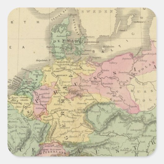 Continentaal Europa Vierkante Sticker (Voorkant)