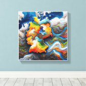 continentaal hartslag canvas afdruk (Insitu (Houten vloer))