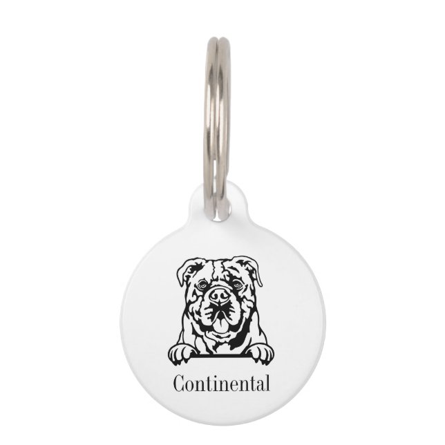 Continental Bulldog gepersonaliseerde naam tag Huisdierpenning (Voorkant)