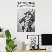 Continental Soldier holding a musket flag Poster (Thuiskantoor)