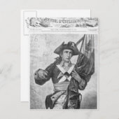 Continental Soldier met een musketvlag Briefkaart (Voorkant / Achterkant)