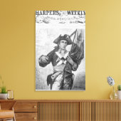 Continental Soldier met een musketvlag Canvas Afdruk (Insitu (Woonkamer))
