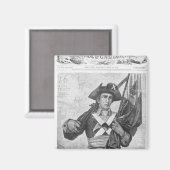 Continental Soldier met een musketvlag Magneet (Voorkant / Achterkant)