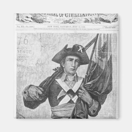 Continental Soldier met een musketvlag Magneet (Voorkant)