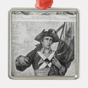 Continental Soldier met een musketvlag Metalen Ornament