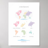 Continenten pastel educatief poster (Voorkant)