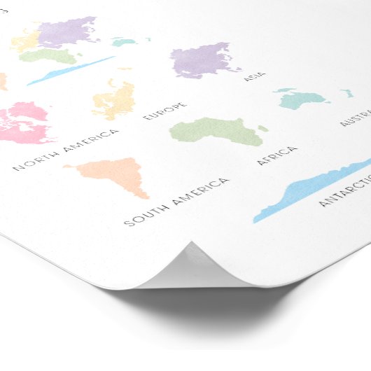 Continenten pastel educatief poster (Hoek)