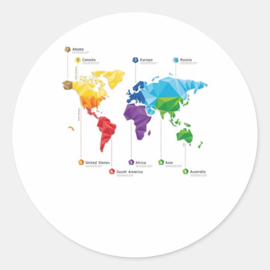 Continenten Ronde Sticker (Voorkant)