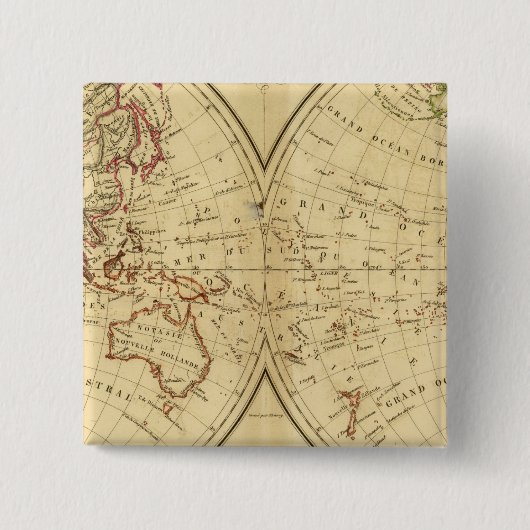 Continenten Vierkante Button 5,1 Cm (Voorkant)