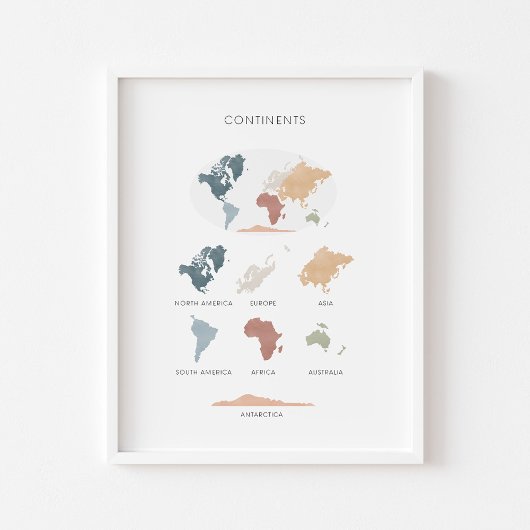 Continents boho educatief poster