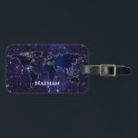 Continents in Star Constellations Night Sky Name Bagagelabel<br><div class="desc">Elegant luggage tag with the world mapped out in the stars.</div>