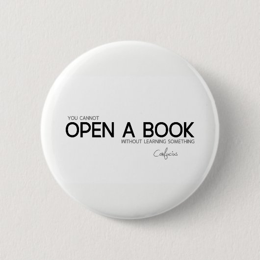 CONTINGENTEN: Confucius: Een boek openen Ronde Button 5,7 Cm (Voorkant)