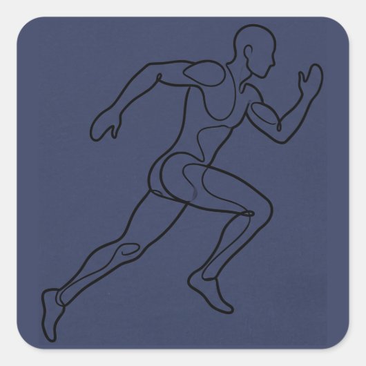 Continu Kunst Sprinter Hardlopen Vierkante Sticker (Voorkant)