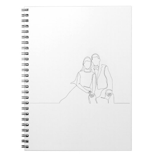 Continue tekening van schattig romantisch koppel i notitieboek (Voorkant)