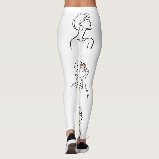 Continuous Line Fashion Woman Seamless Pattern E Leggings (Achterkant)