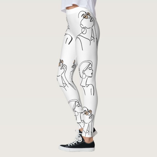 Continuous Line Fashion Woman Seamless Pattern E Leggings (Links)