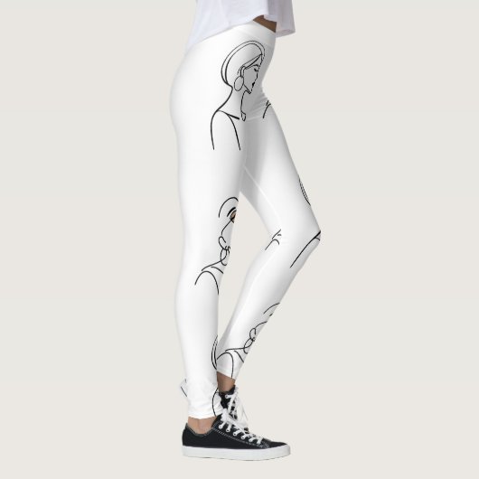 Continuous Line Fashion Woman Seamless Pattern E Leggings (Rechts)